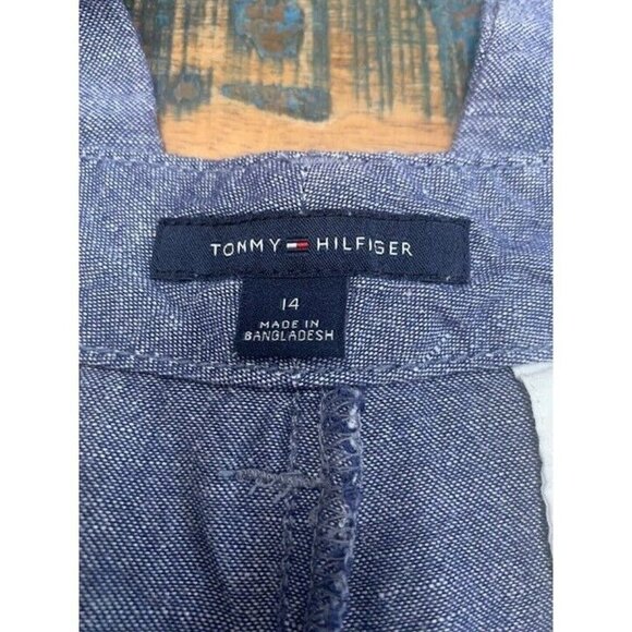 Tommy Hilfiger Woman Plus Blue Linen Wide Leg‎ Pants Size 14 - Picture 6 of 7